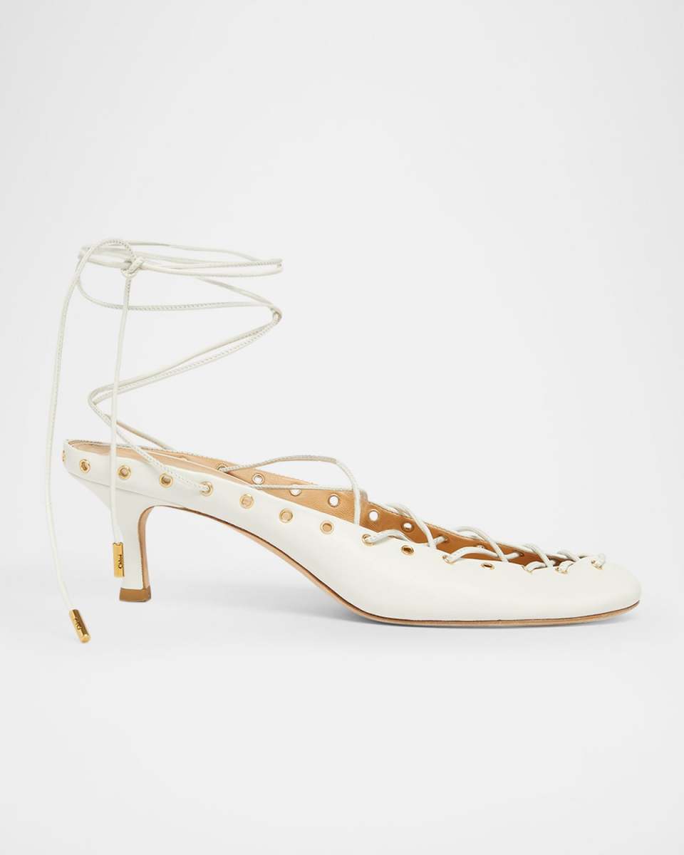Ghiles Leather Ankle-Wrap Pumps